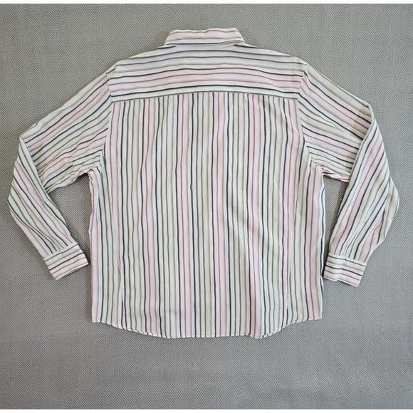 Calvin Klein Shirt Men's XXL Striped Textured Long Sleeve Y2K Boho Modern Fit - Picture 9 of 14